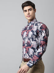 Men Grey Classic Printed Formal Shirt - SF_852Grey_S