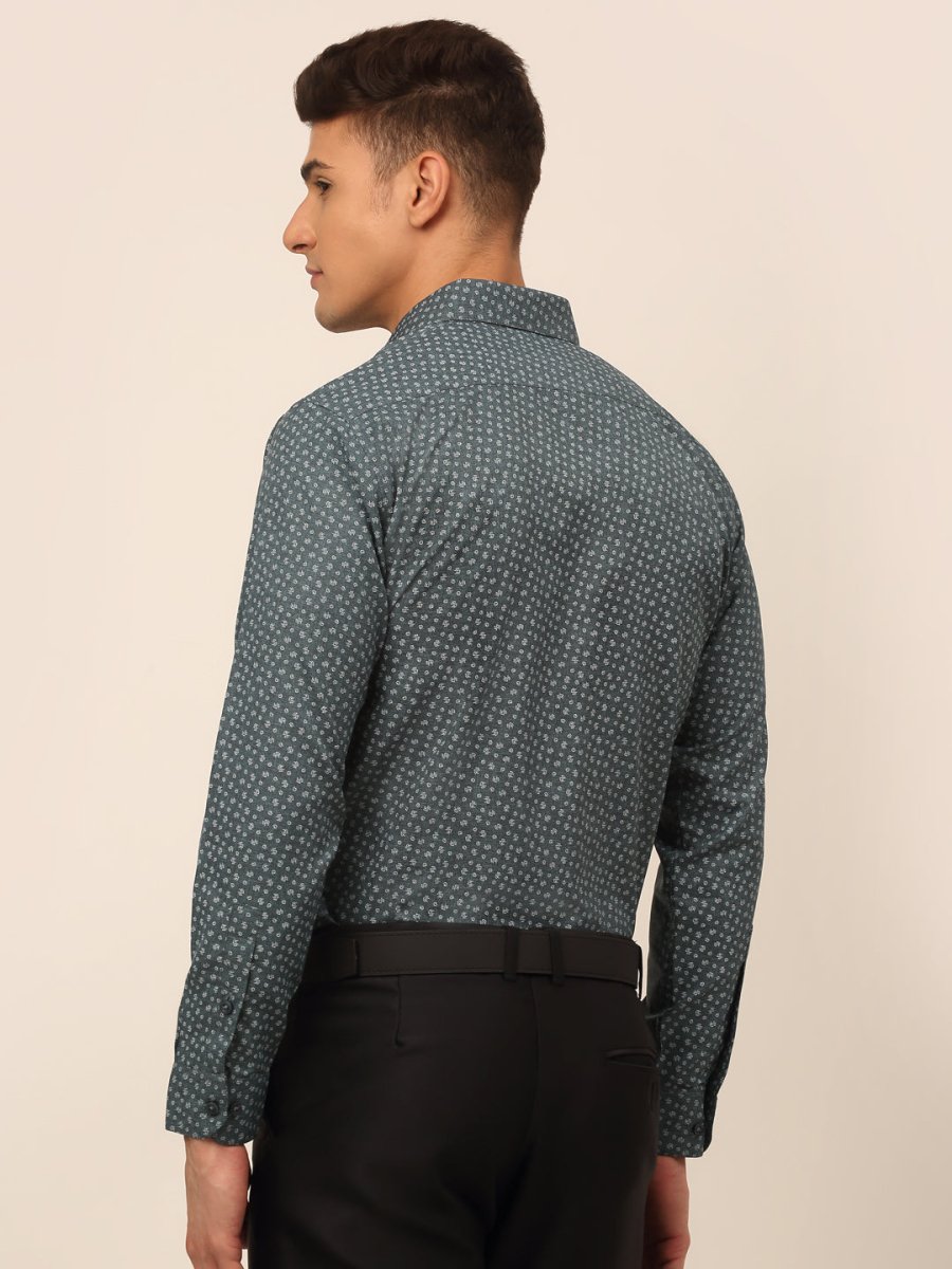 Men Grey Classic Printed Formal Shirt - SF_827Grey_S