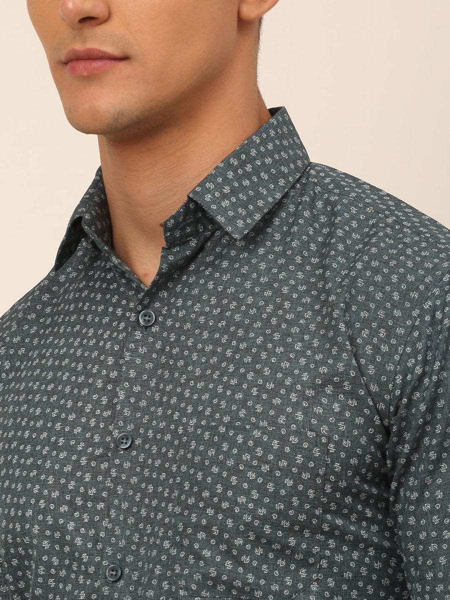 Men Grey Classic Printed Formal Shirt - SF_827Grey_S