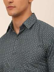 Men Grey Classic Printed Formal Shirt - SF_827Grey_S
