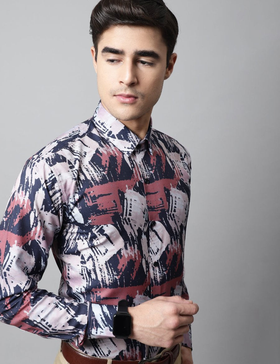Men Grey Classic Printed Formal Shirt - SF_852Grey_S