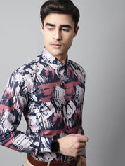 Men Grey Classic Printed Formal Shirt - SF_852Grey_S