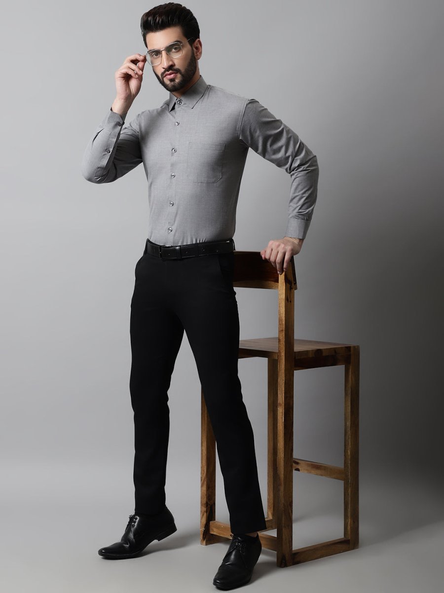 Men Grey Classic Slim Fit Solid Formal Shirt - SF_867Grey_S