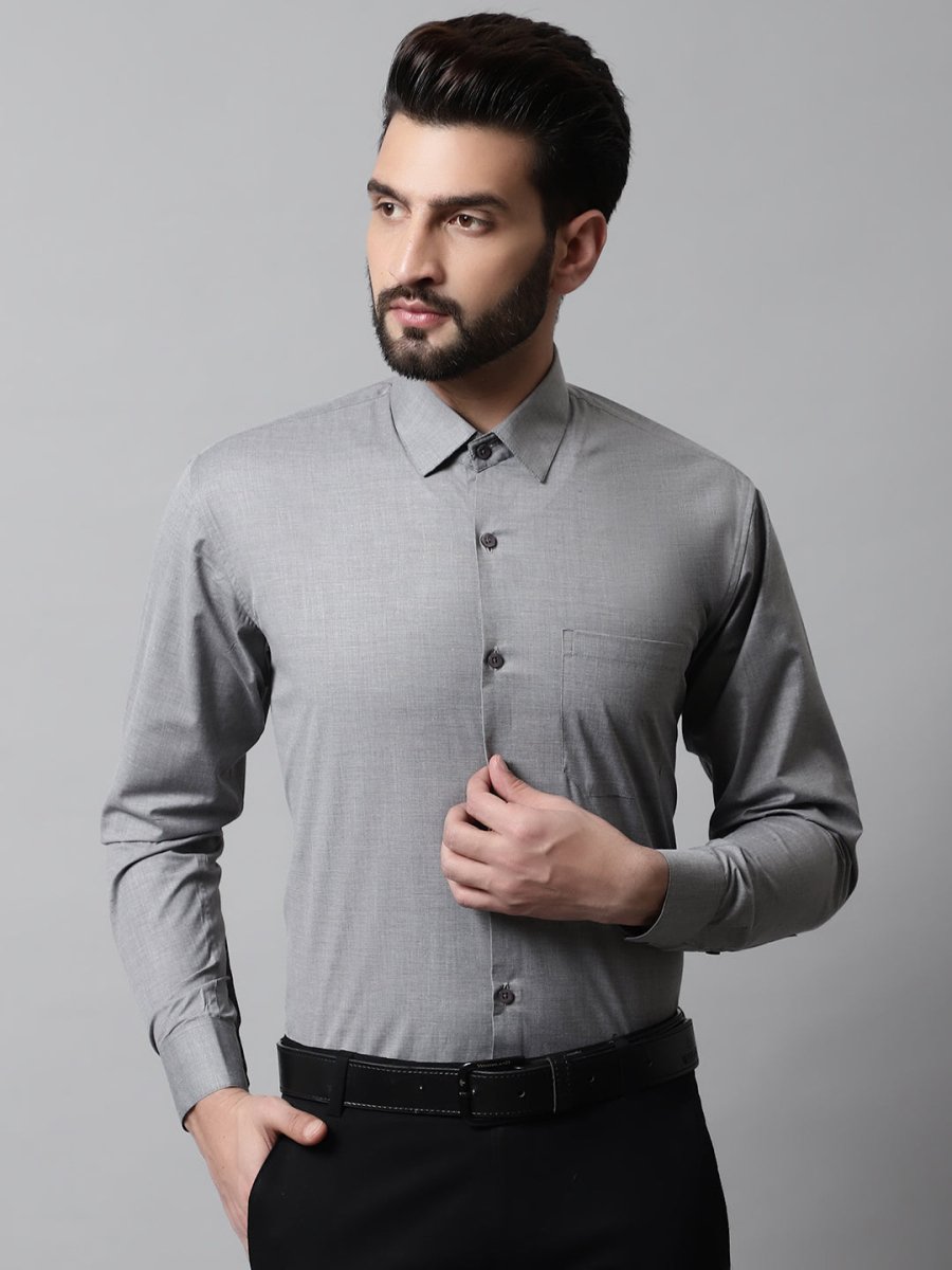 Men Grey Classic Slim Fit Solid Formal Shirt - SF_867Grey_S