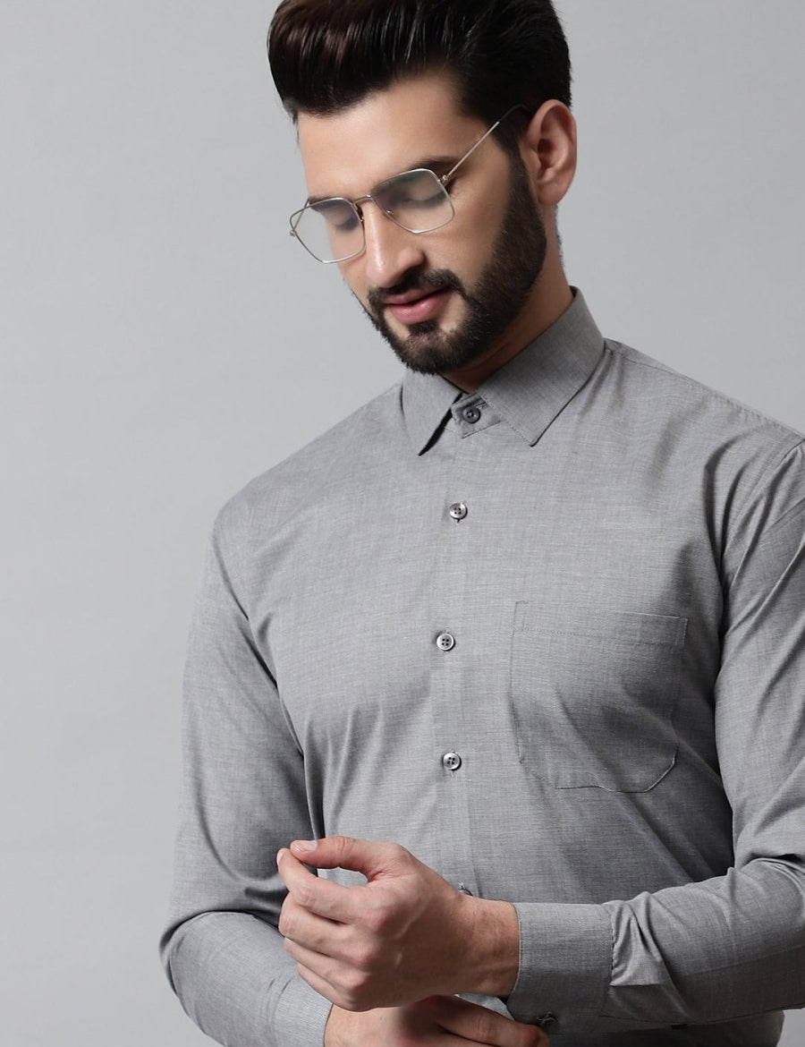 Men Grey Classic Slim Fit Solid Formal Shirt - SF_867Grey_S