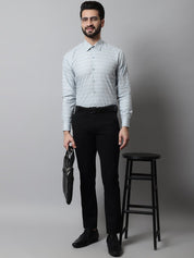 Men Grey Classic Striped Formal Cotton Shirt - SF_869Light-Grey_S