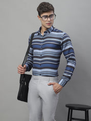 Men Grey Classic Striped Formal Shirt - SF_878Grey_S