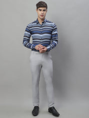 Men Grey Classic Striped Formal Shirt - SF_878Grey_S