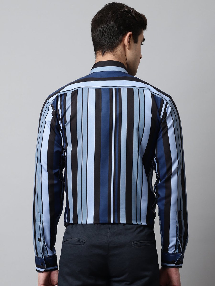 Men Grey Classic Striped Formal Shirt - SF_832Grey_S
