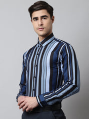 Men Grey Classic Striped Formal Shirt - SF_832Grey_S