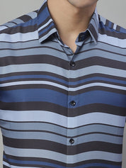 Men Grey Classic Striped Formal Shirt - SF_878Grey_S