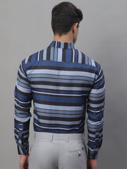 Men Grey Classic Striped Formal Shirt - SF_878Grey_S