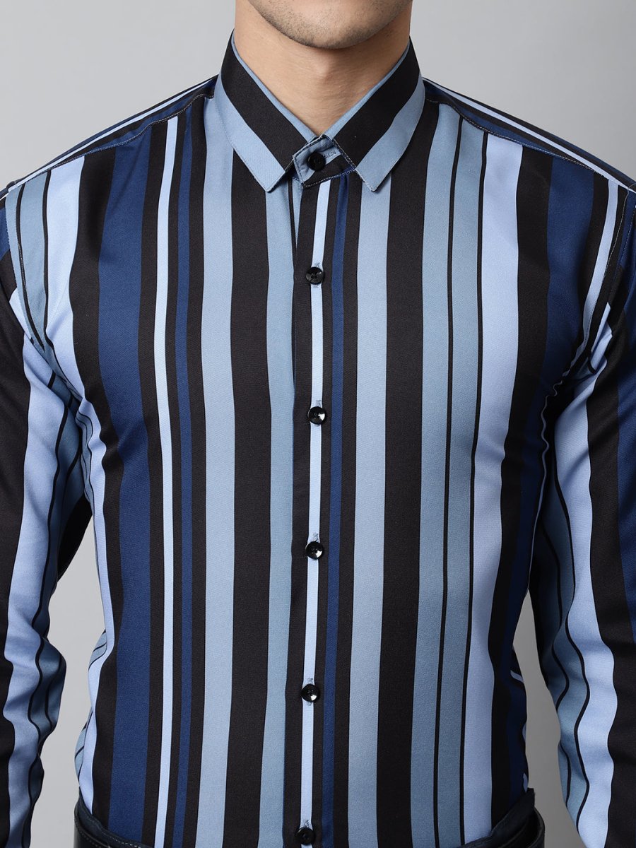 Men Grey Classic Striped Formal Shirt - SF_832Grey_S