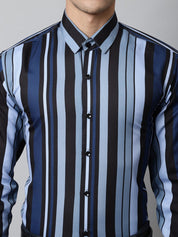 Men Grey Classic Striped Formal Shirt - SF_832Grey_S