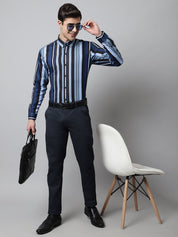 Men Grey Classic Striped Formal Shirt - SF_832Grey_S