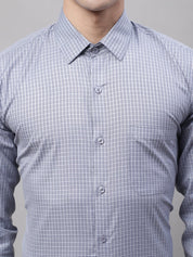 Men Grey Micro Checked Formal Shirt - SF_870Grey_S