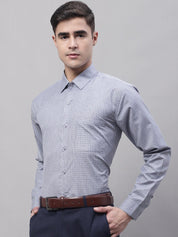 Men Grey Micro Checked Formal Shirt - SF_870Grey_S