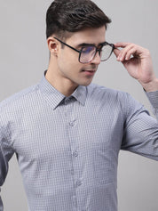 Men Grey Micro Checked Formal Shirt - SF_870Grey_S