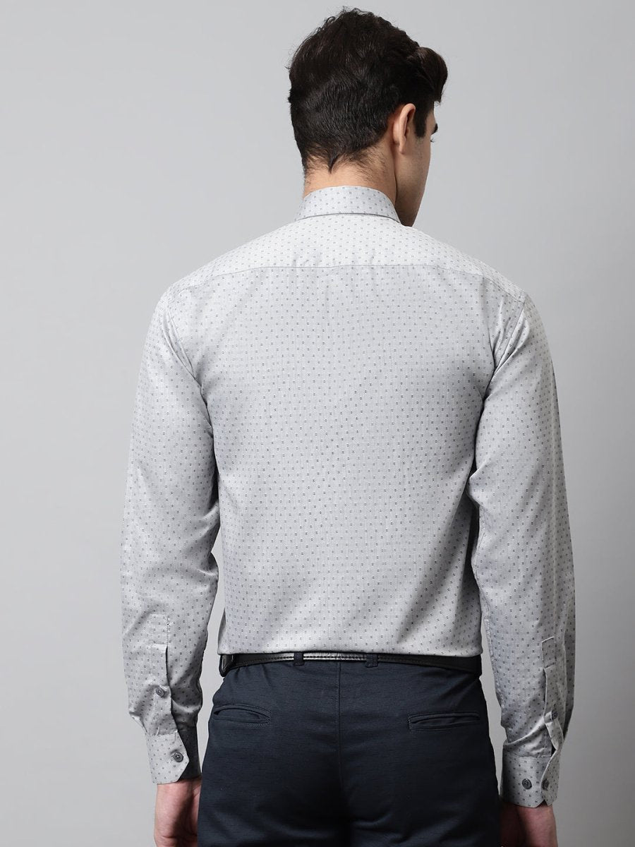 Men Grey Micro Ditsy Printed Pure Cotton Formal Shirt - SF_857Grey_S