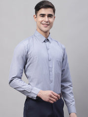 Men Grey Vertical Striped Formal Shirt - SF_872Grey_S