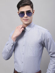 Men Grey Vertical Striped Formal Shirt - SF_872Grey_S