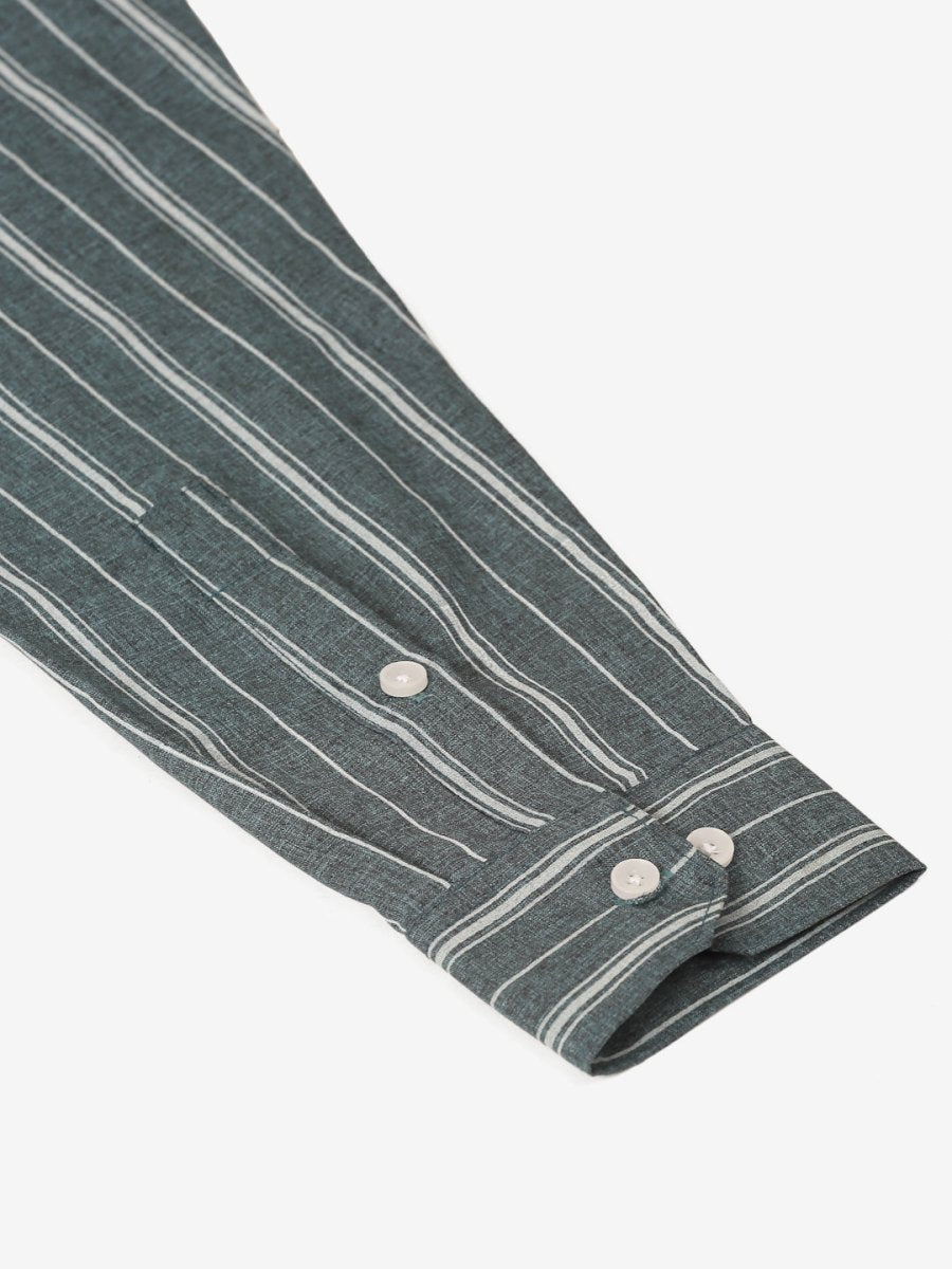 Men Grey & White Classic Striped Formal Shirt - SF_825Grey_S