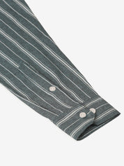 Men Grey & White Classic Striped Formal Shirt - SF_825Grey_S