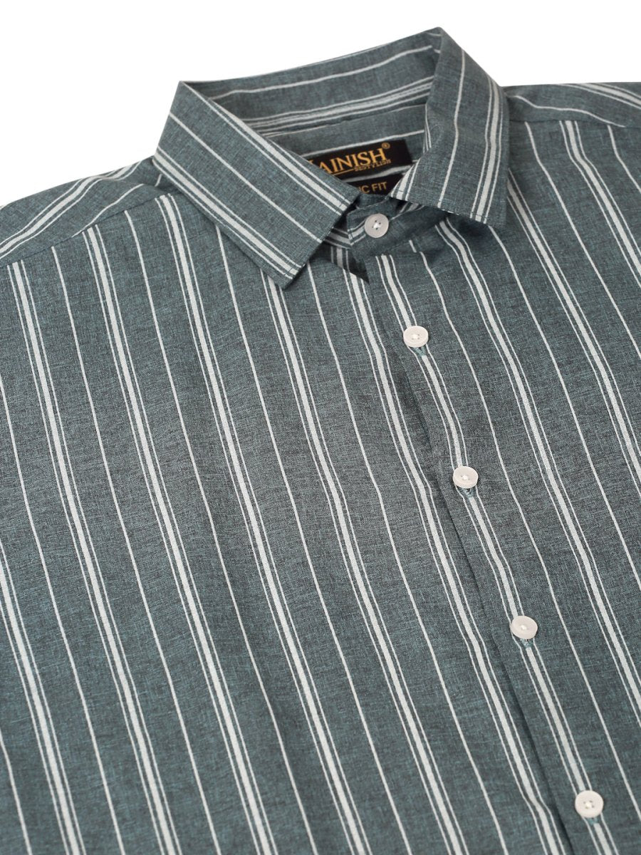Men Grey & White Classic Striped Formal Shirt - SF_825Grey_S