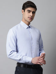 Men Light Blue Checks Pure Cotton Formal Shirt - SF_849Firozi_S