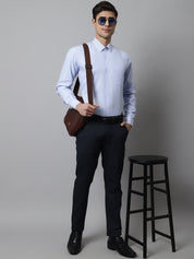 Men Light Blue Checks Pure Cotton Formal Shirt - SF_849Firozi_S