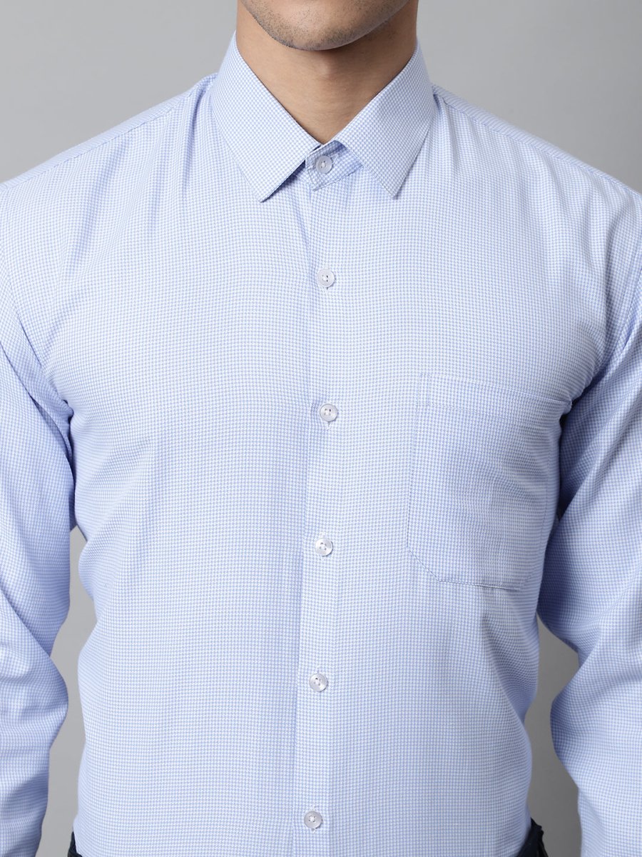 Men Light Blue Checks Pure Cotton Formal Shirt - SF_849Firozi_S