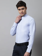 Men Light Blue Checks Pure Cotton Formal Shirt - SF_849Firozi_S