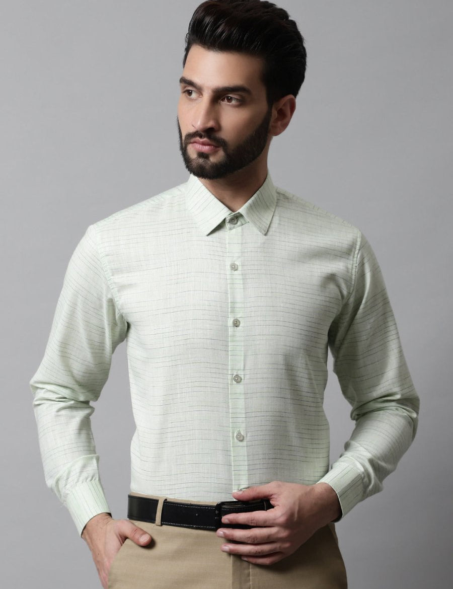 Men Light-Green Cotton Classic Formal Shirt - SF_868Light-Green_S
