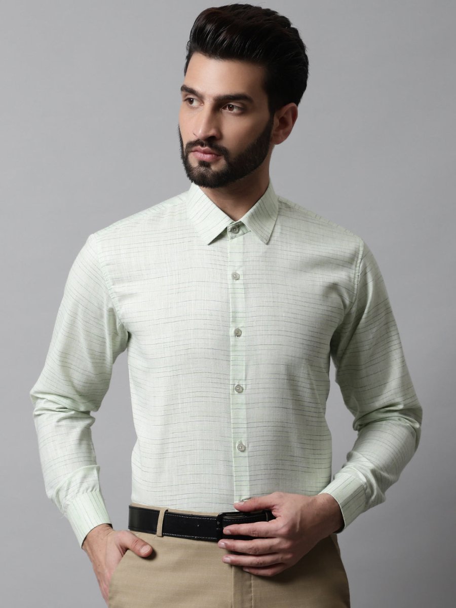 Men Light-Green Cotton Classic Formal Shirt - SF_868Light-Green_S