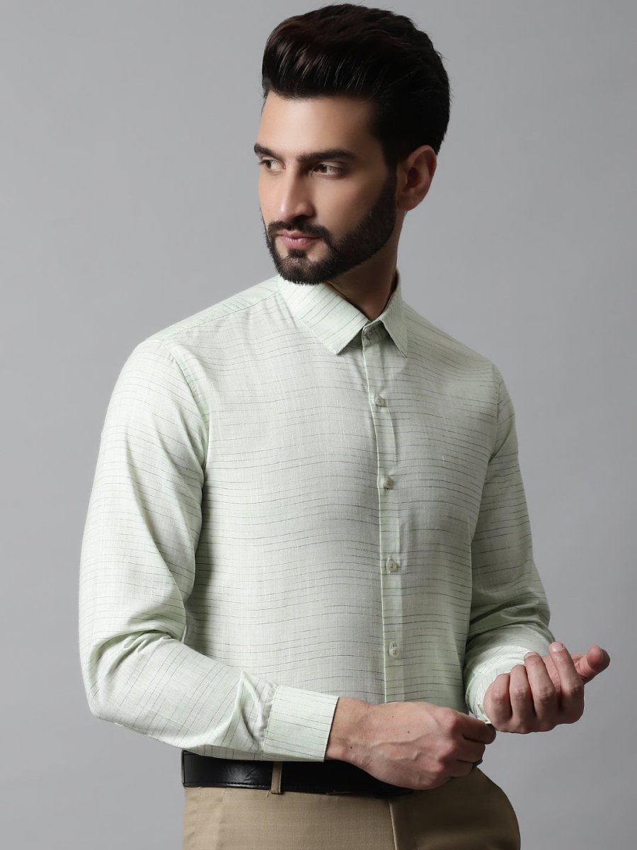 Men Light-Green Cotton Classic Formal Shirt - SF_868Light-Green_S