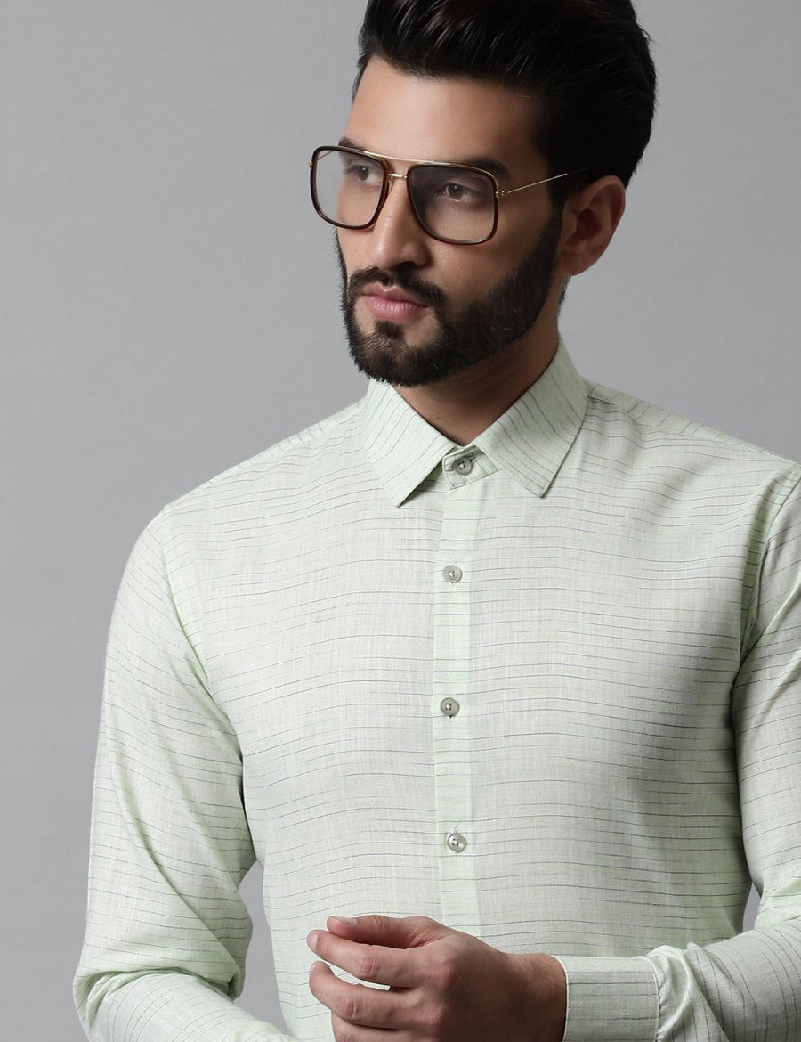 Men Light-Green Cotton Classic Formal Shirt - SF_868Light-Green_S