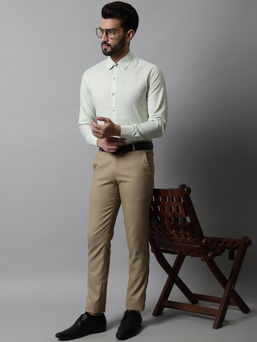 Men Light-Green Cotton Classic Formal Shirt - SF_868Light-Green_S