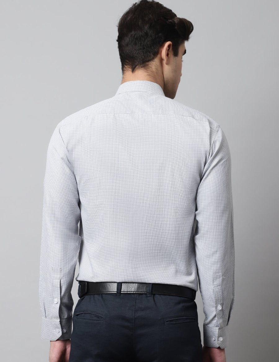 Men Light Grey Checks Pure Cotton Formal Shirt - SF_849Light-Grey_S