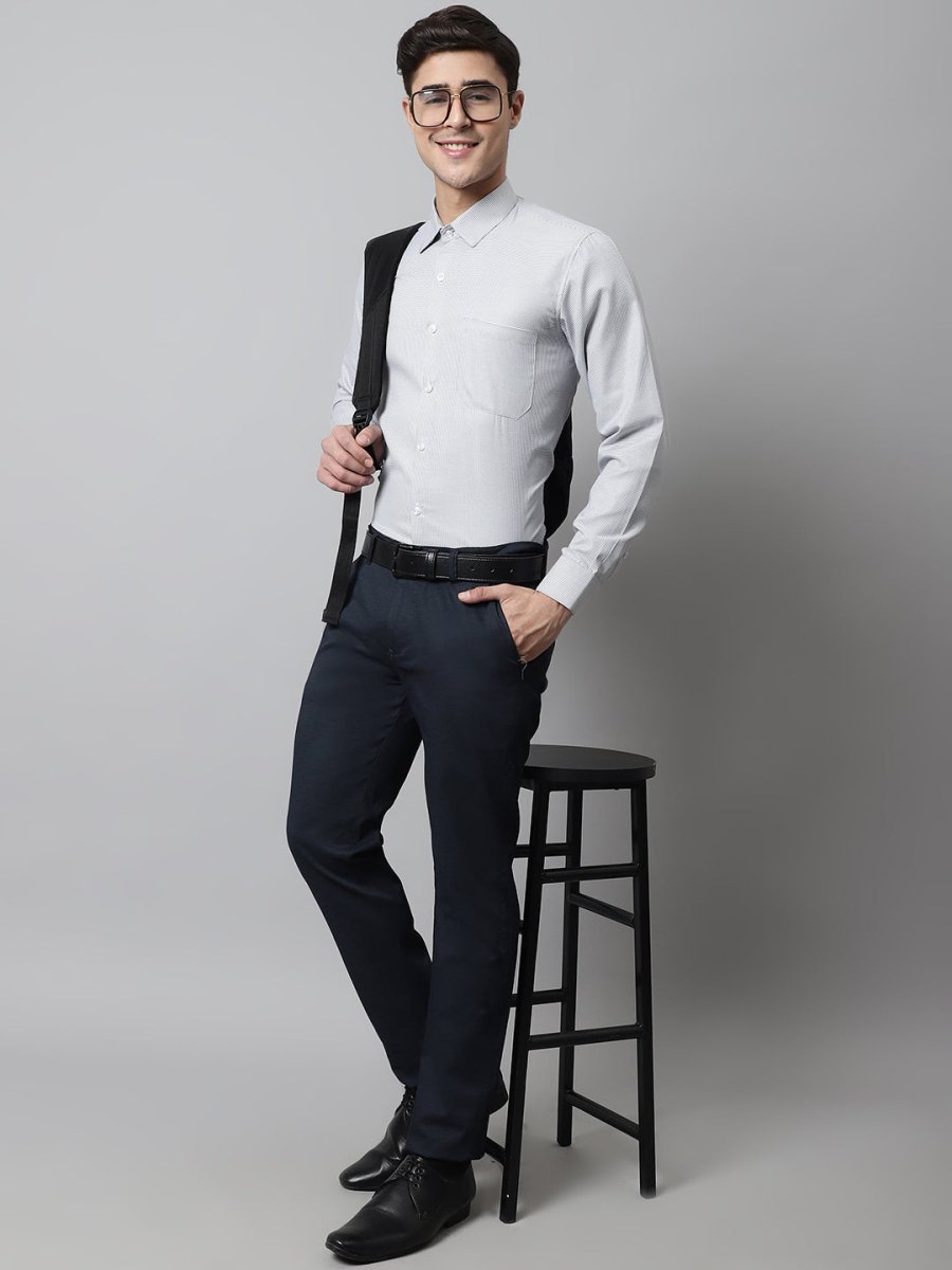 Men Light Grey Checks Pure Cotton Formal Shirt - SF_849Light-Grey_S
