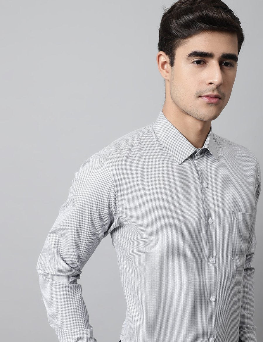 Men Light Grey Checks Pure Cotton Formal Shirt - SF_849Light-Grey_S