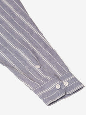Men Light Grey & White Classic Striped Formal Shirt - SF_825Light-Grey_S