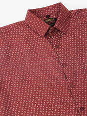 Men Maroon Classic Printed Formal Shirt - SF_827Maroon_S