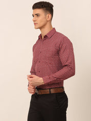 Men Maroon Classic Printed Formal Shirt - SF_827Maroon_S