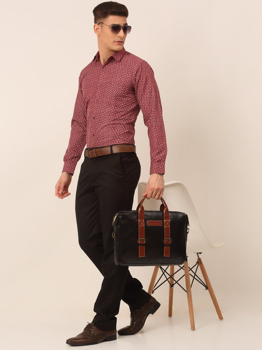 Men Maroon Classic Printed Formal Shirt - SF_827Maroon_S