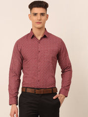 Men Maroon Classic Printed Formal Shirt - SF_827Maroon_S