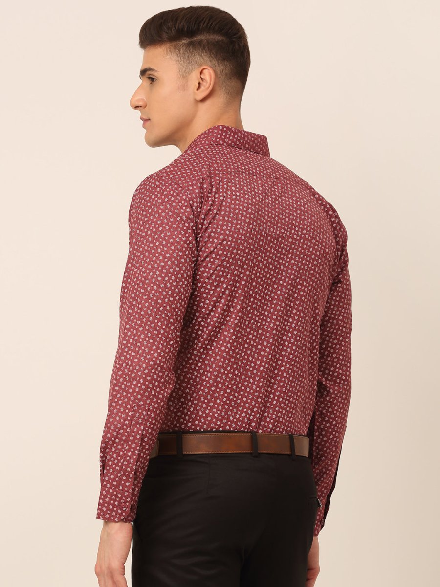 Men Maroon Classic Printed Formal Shirt - SF_827Maroon_S