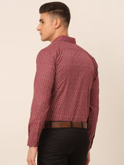 Men Maroon Classic Printed Formal Shirt - SF_827Maroon_S