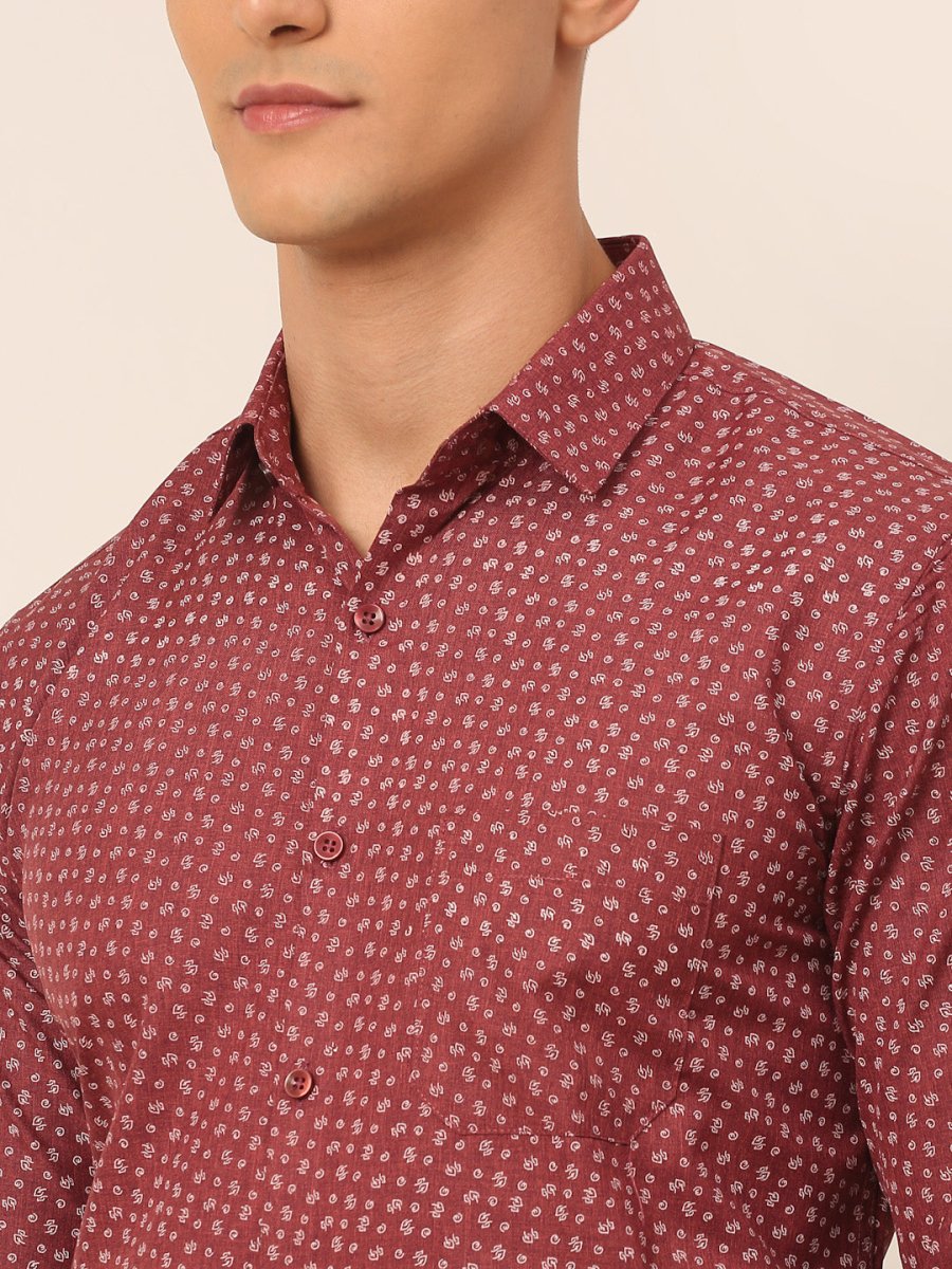 Men Maroon Classic Printed Formal Shirt - SF_827Maroon_S