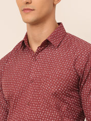 Men Maroon Classic Printed Formal Shirt - SF_827Maroon_S