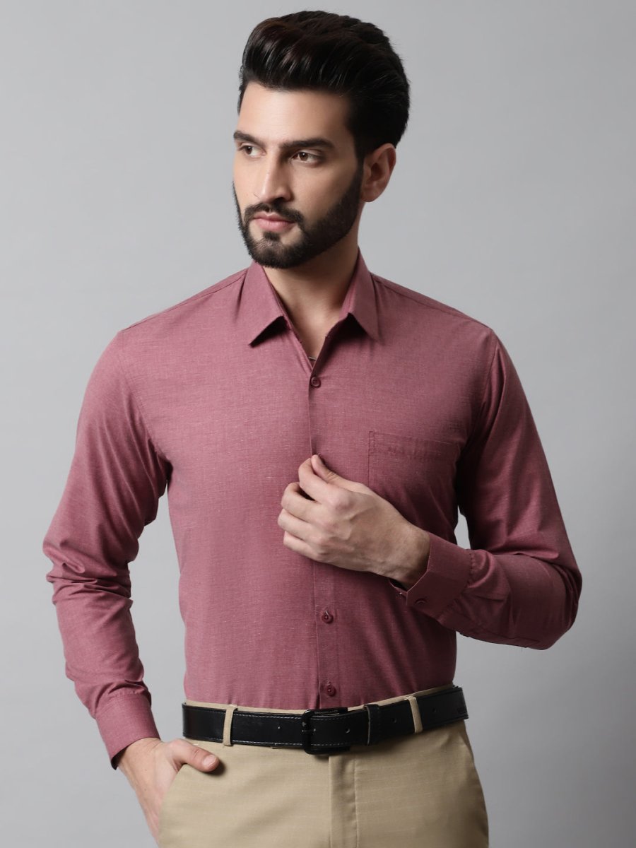 Men Maroon Classic Slim Fit Solid Formal Shirt - SF_867Maroon_S